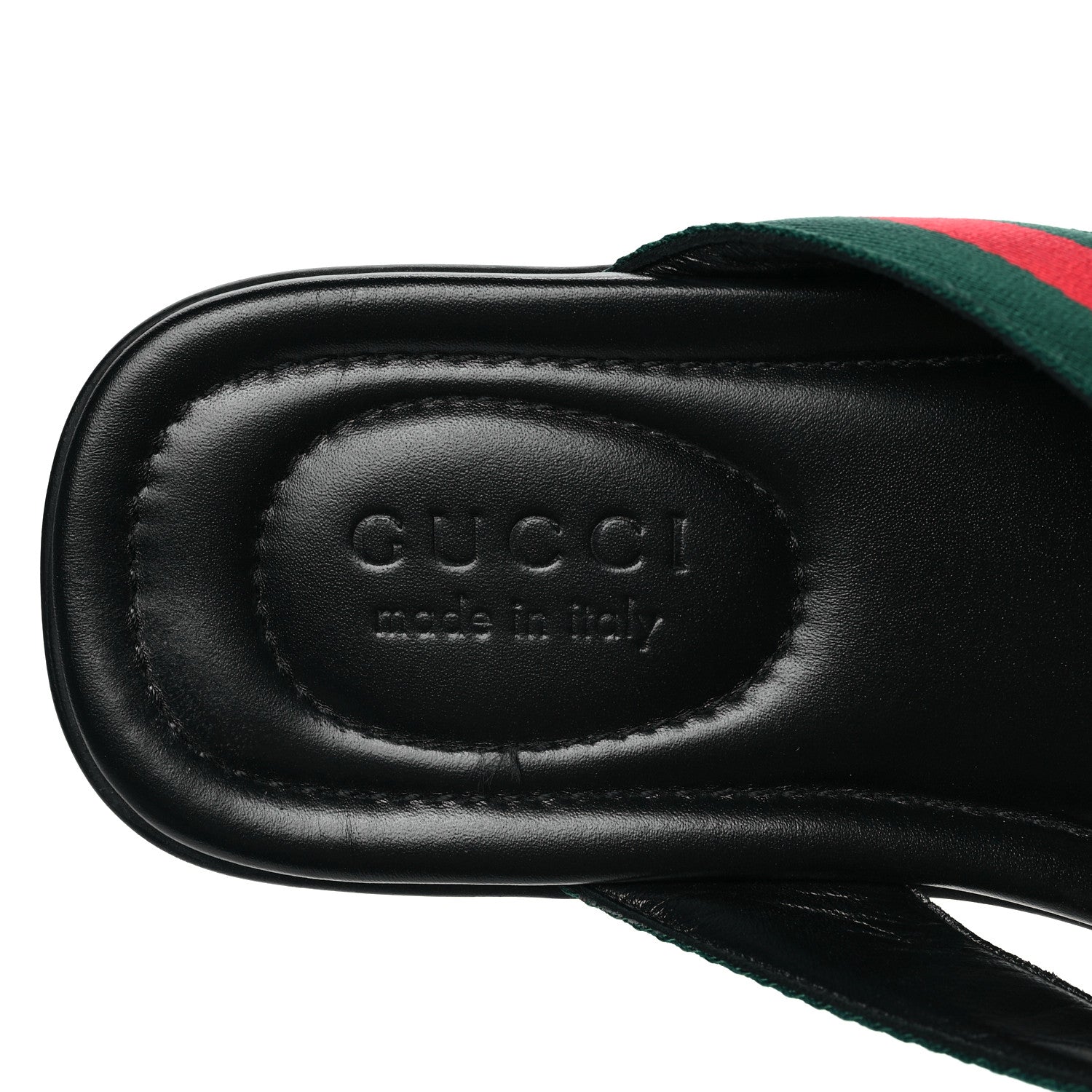 Gucci Nylon Calfskin Web Mens Cleat Sole Thong Sandals 8 Black Red Blue 8 of 8