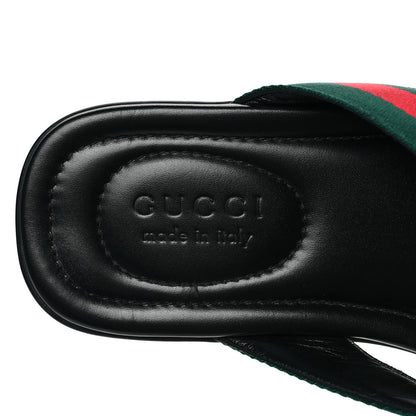 Gucci Nylon Calfskin Web Mens Cleat Sole Thong Sandals 8 Black Red Blue 8 of 8