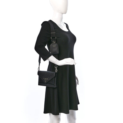 Prada Saffiano City Calf Mini Envelope Bag Black 2 of 8