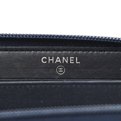 Chanel Lambskin Quilted Small Boy Zip Around Wallet Navy 6 of 8