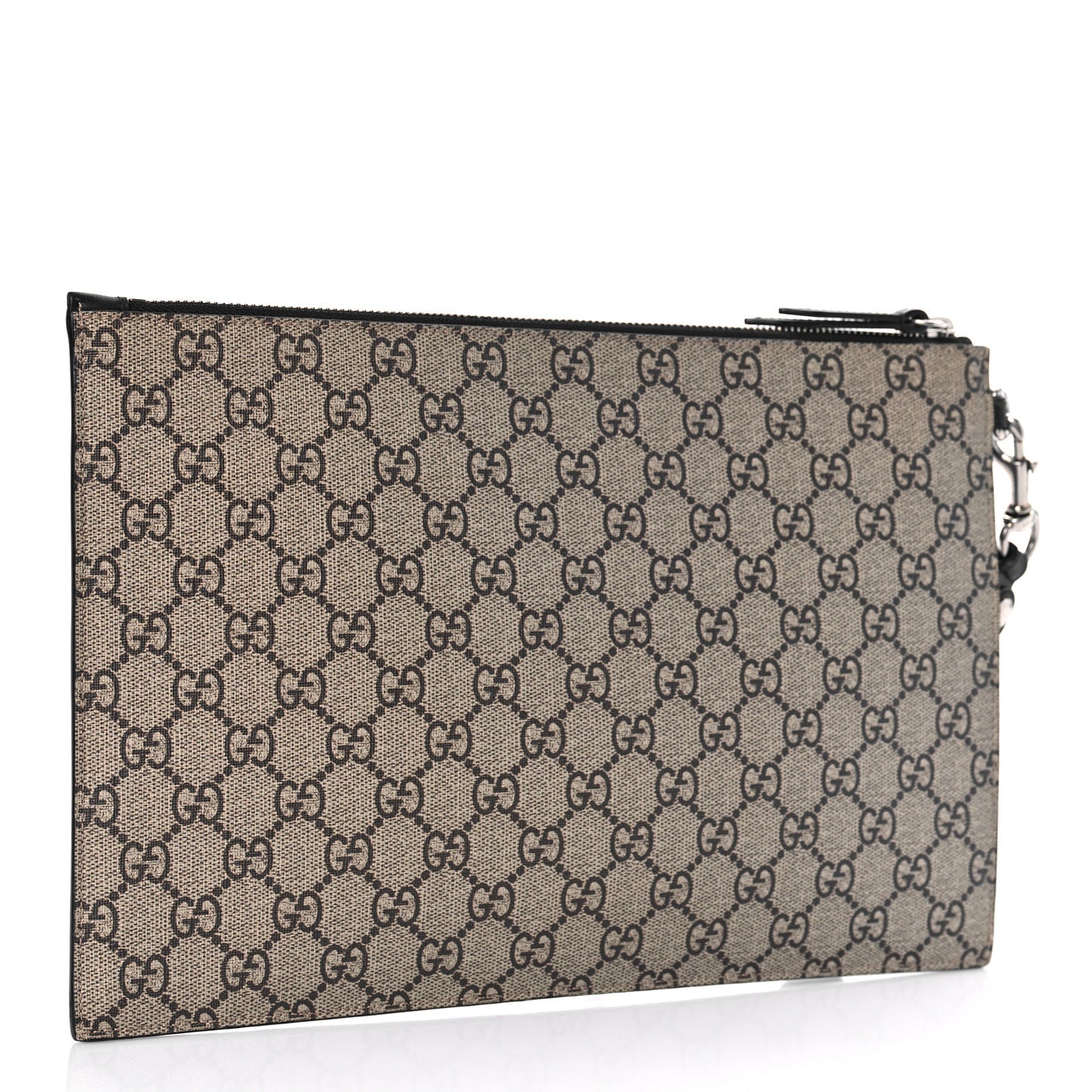GG Supreme Monogram Angry Cat Zip Wristlet Pouch Beige