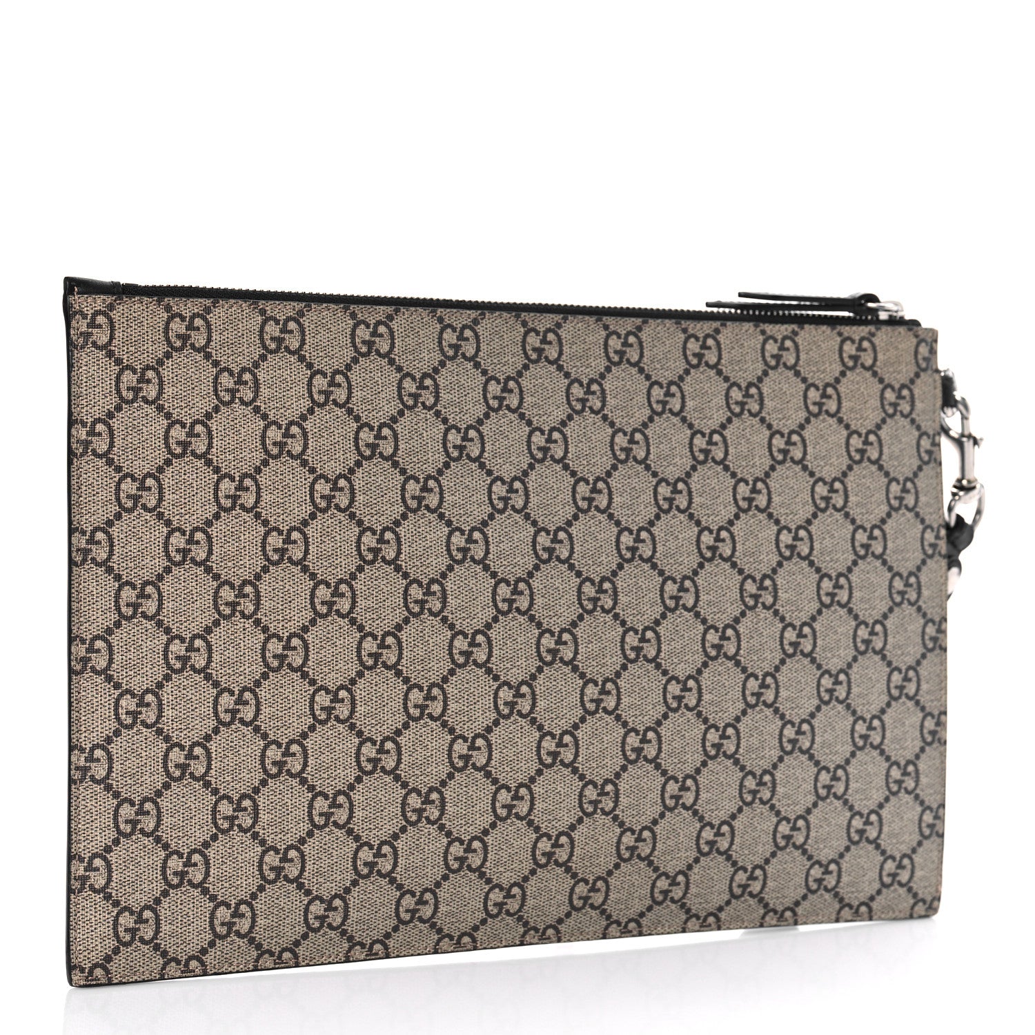 Gucci GG Supreme Monogram Angry Cat Zip Wristlet Pouch Beige 3 of 8