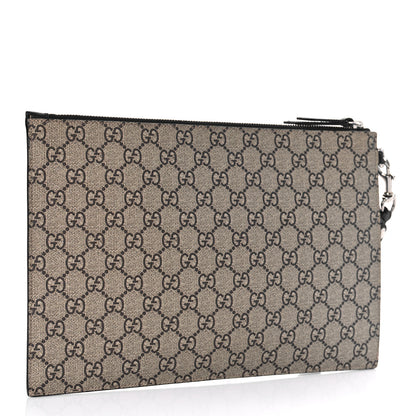 Gucci GG Supreme Monogram Angry Cat Zip Wristlet Pouch Beige 3 of 8