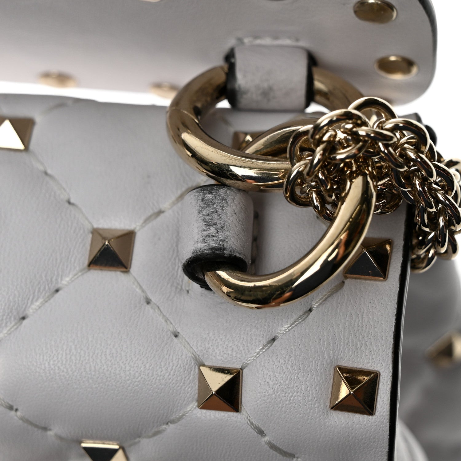 Valentino Garavani Lambskin VLTN Print Medium Rockstud Spike Shoulder Bag Optic White Black 12 of 14