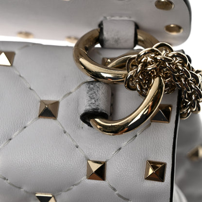 Valentino Garavani Lambskin VLTN Print Medium Rockstud Spike Shoulder Bag Optic White Black 12 of 14