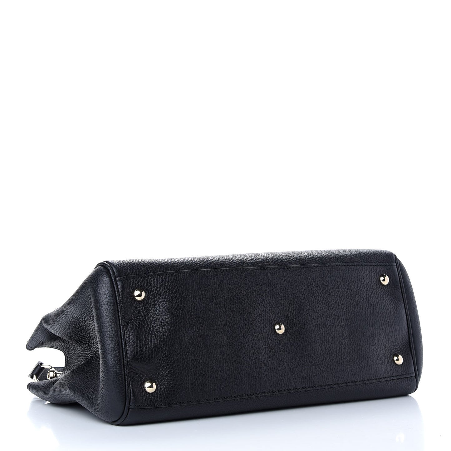 Pebbled Calfskin Medium Bamboo Shopper Tote Black