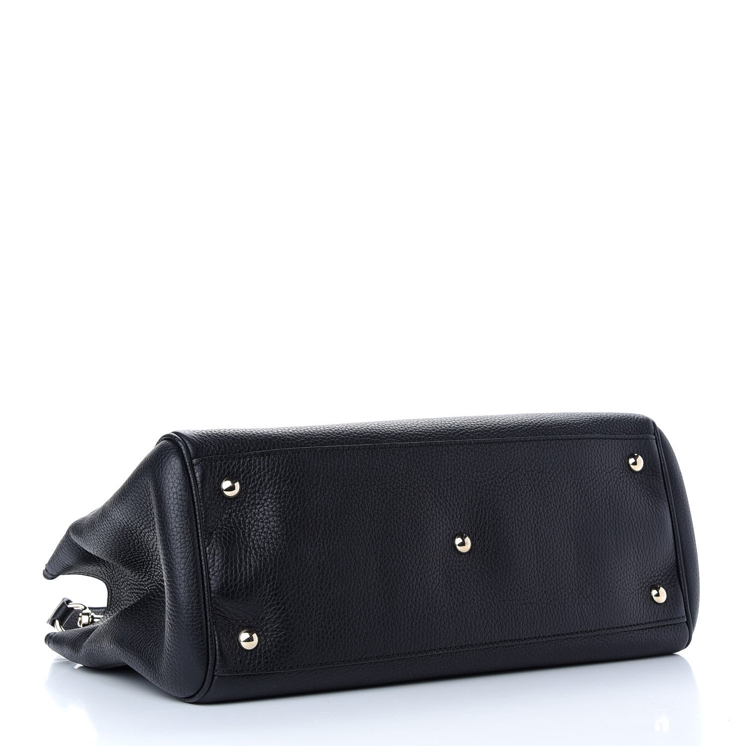 Gucci Pebbled Calfskin Medium Bamboo Shopper Tote Black 4 of 10
