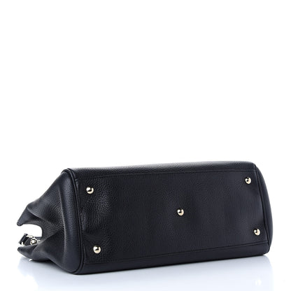 Gucci Pebbled Calfskin Medium Bamboo Shopper Tote Black 4 of 10