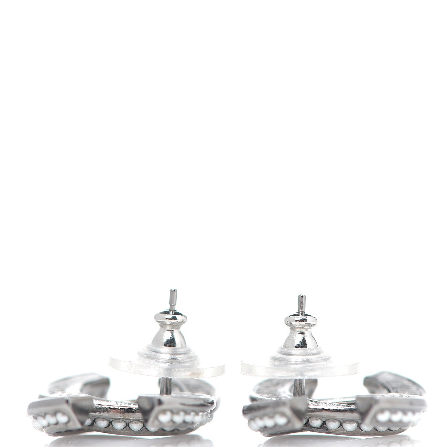 Pearl Crystal CC Earrings Silver