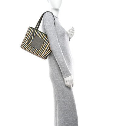 Loewe Raffia Square Small Basket Tote Bag Natural Khaki Blue 2 of 9