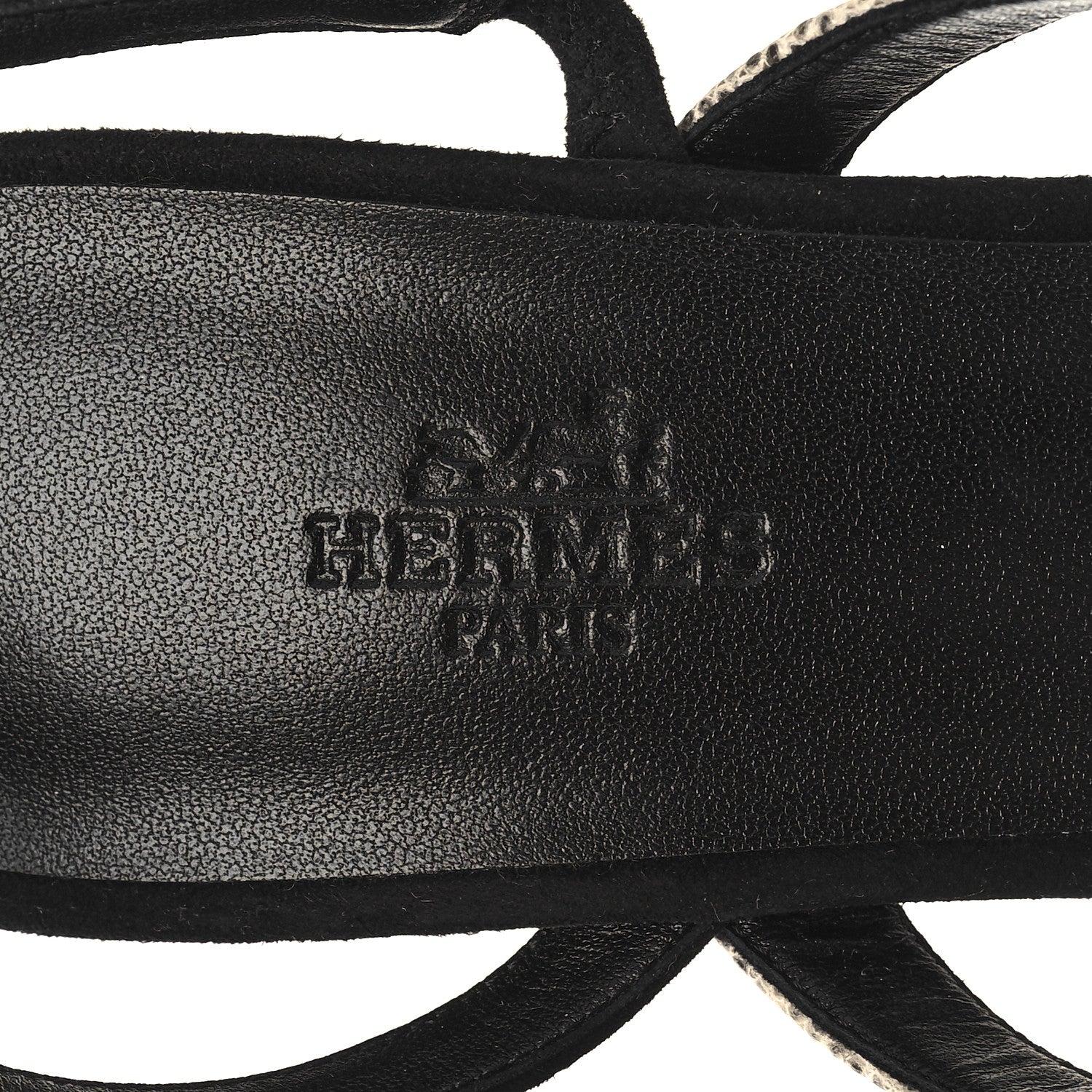 Hermes Suede Goatskin Lizard Glamour 95 Sandals 38.5 Black Ombre 8 of 8