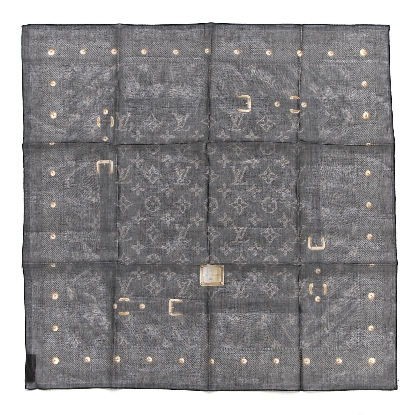 Silk Monogram New Denim Bandana Scarf Black