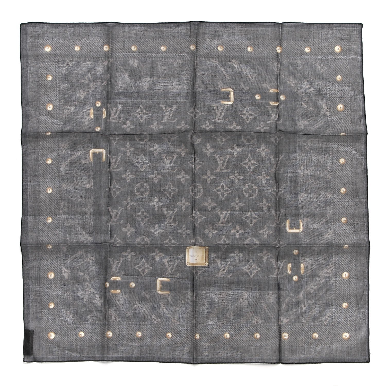 Louis Vuitton Silk Monogram New Denim Bandana Scarf Black 1 of 5