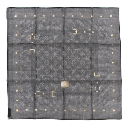 Louis Vuitton Silk Monogram New Denim Bandana Scarf Black 1 of 5