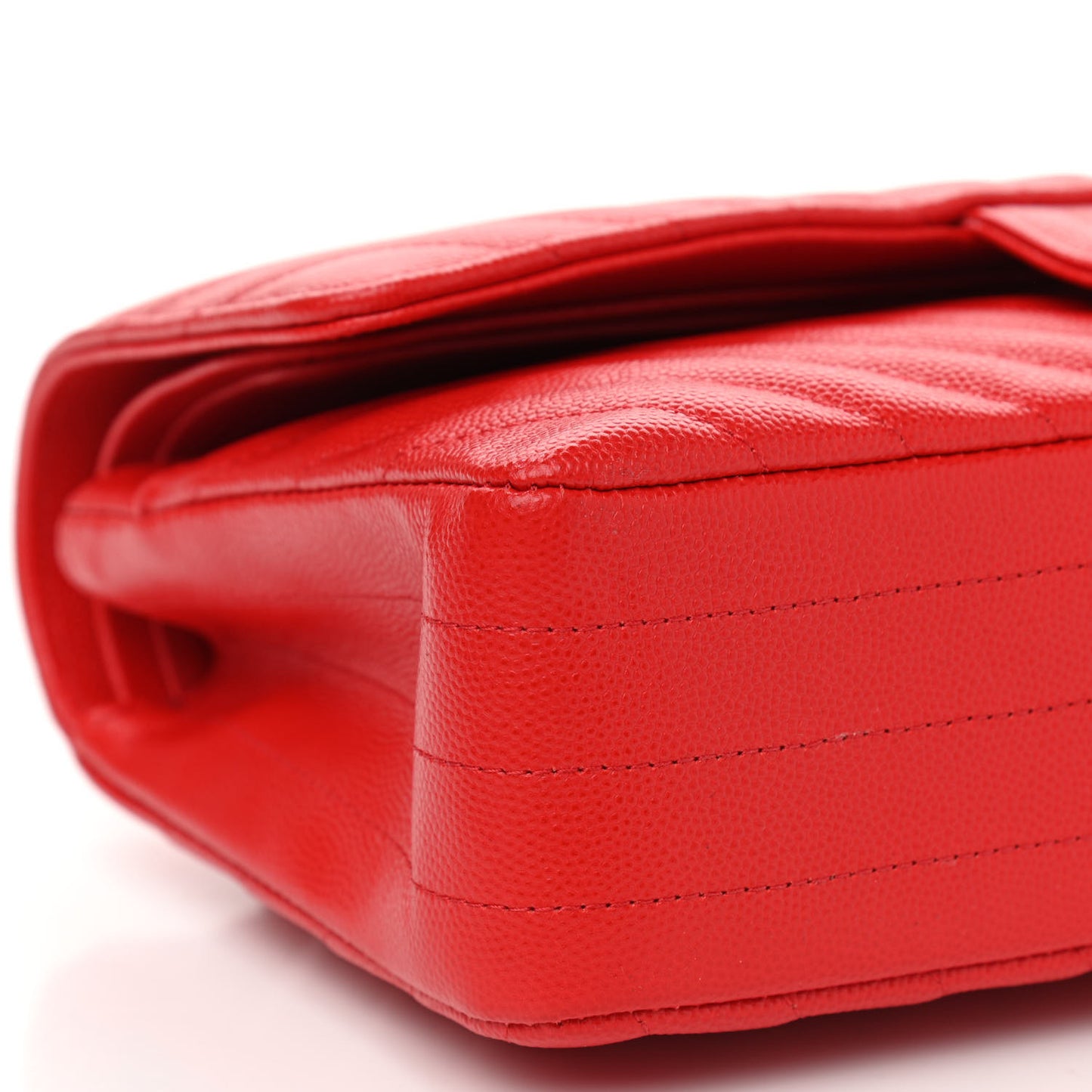 Caviar Chevron Quilted Medium Double Flap Red