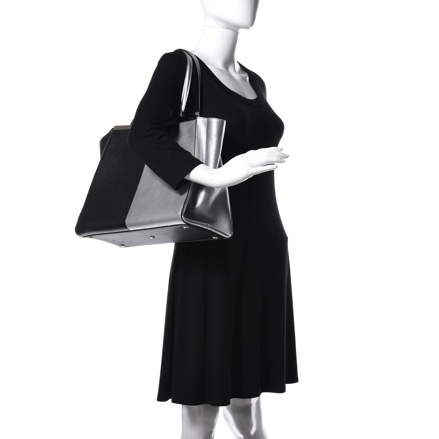 Vitello Elite Bi Color 3Jours Tote Argento Black