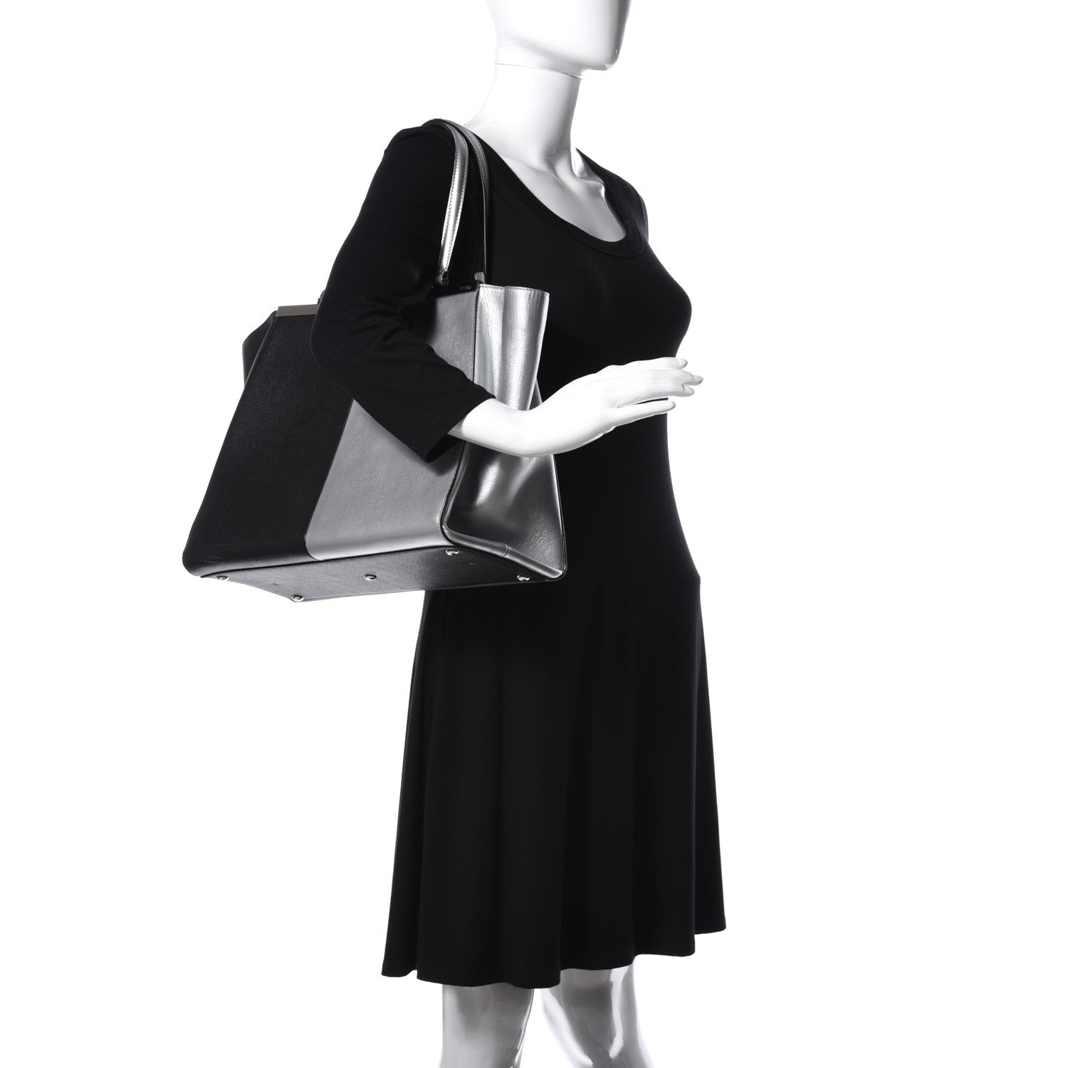 Fendi Vitello Elite Bi Color 3Jours Tote Argento Black 2 of 21