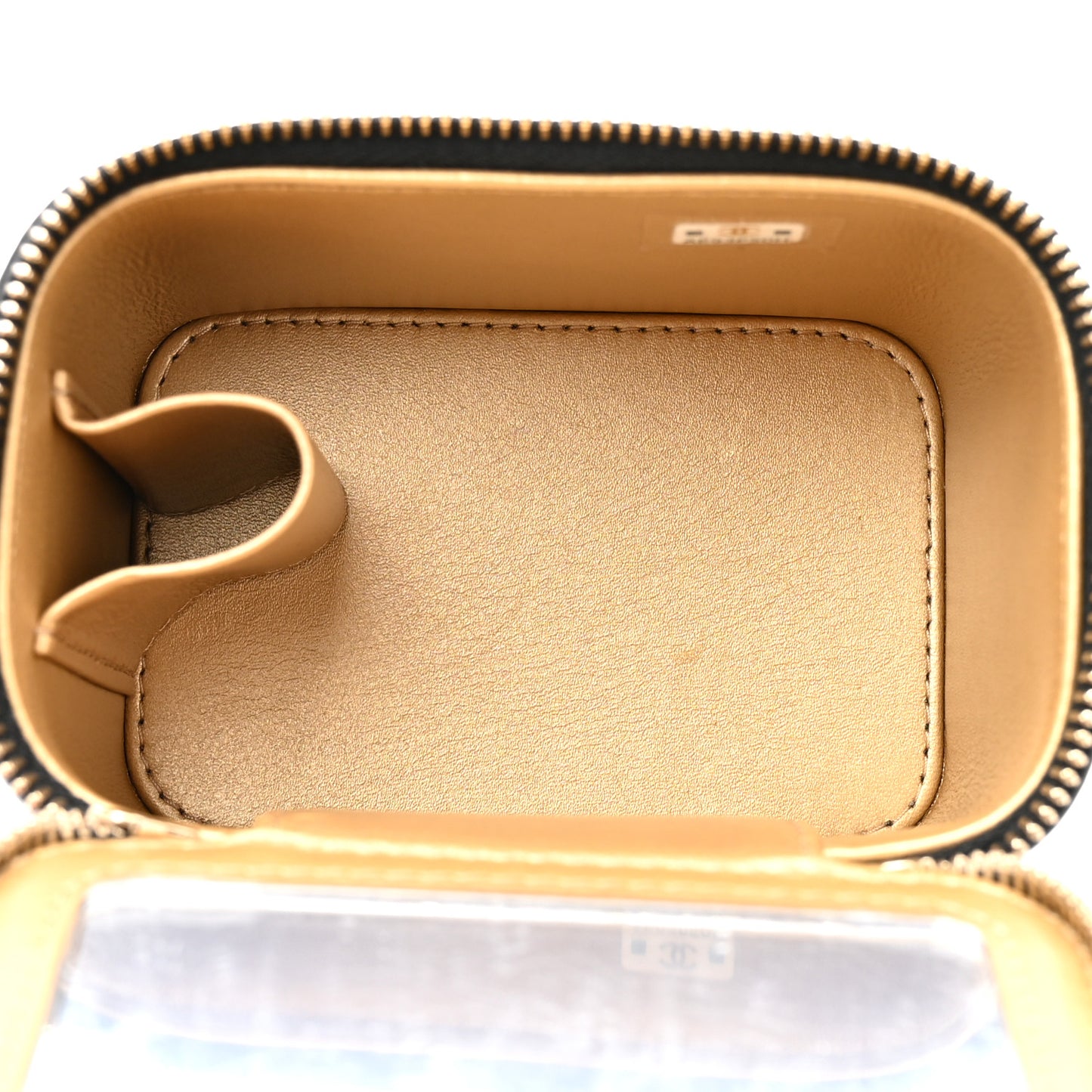 Lambskin Quilted Mini Pearl Crush Vanity Case With Chain Black