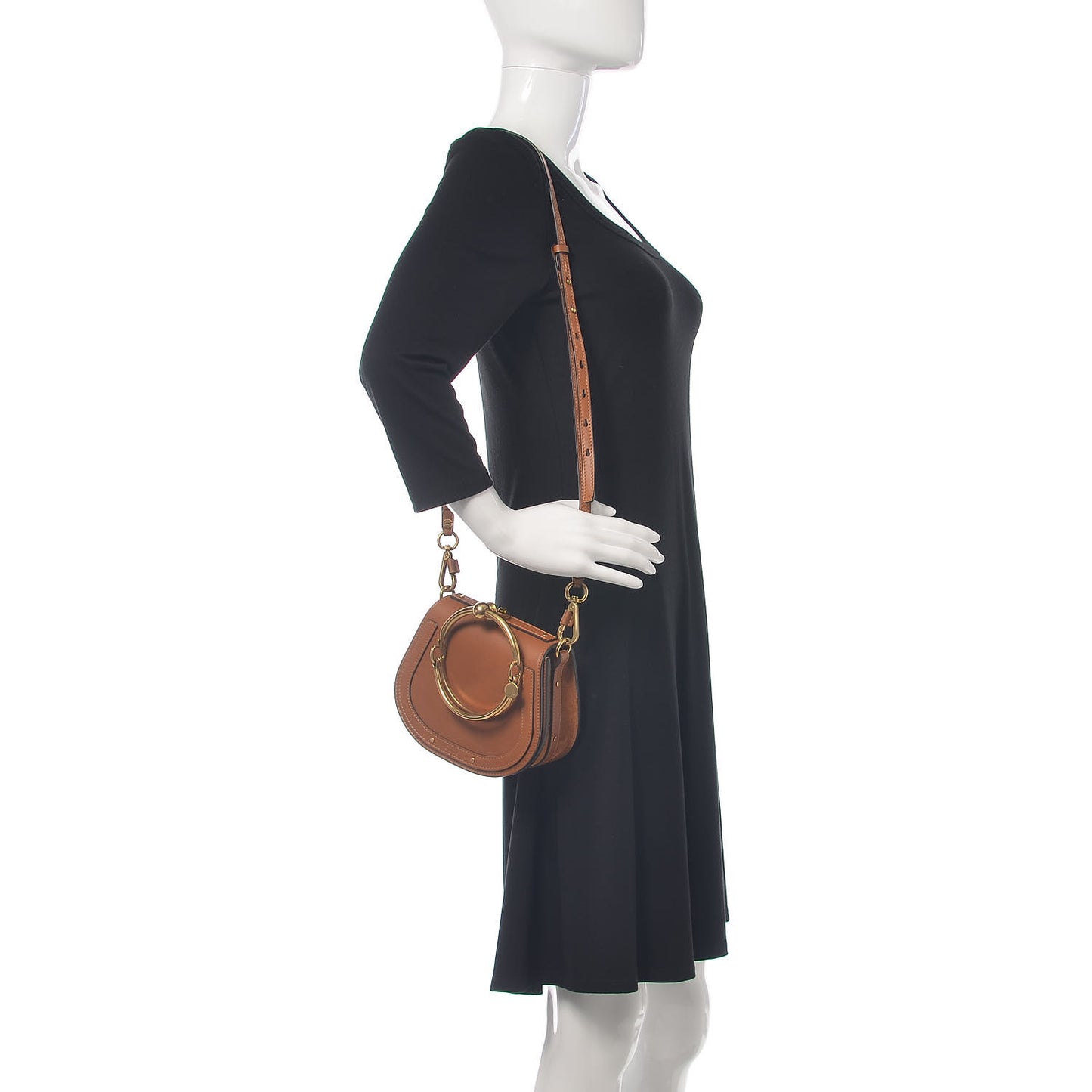 Calfskin Suede Small Nile Bracelet Bag Caramel