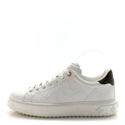 Louis Vuitton Lambskin Embossed Monogram Time Out Sneakers 40 White 1 of 9