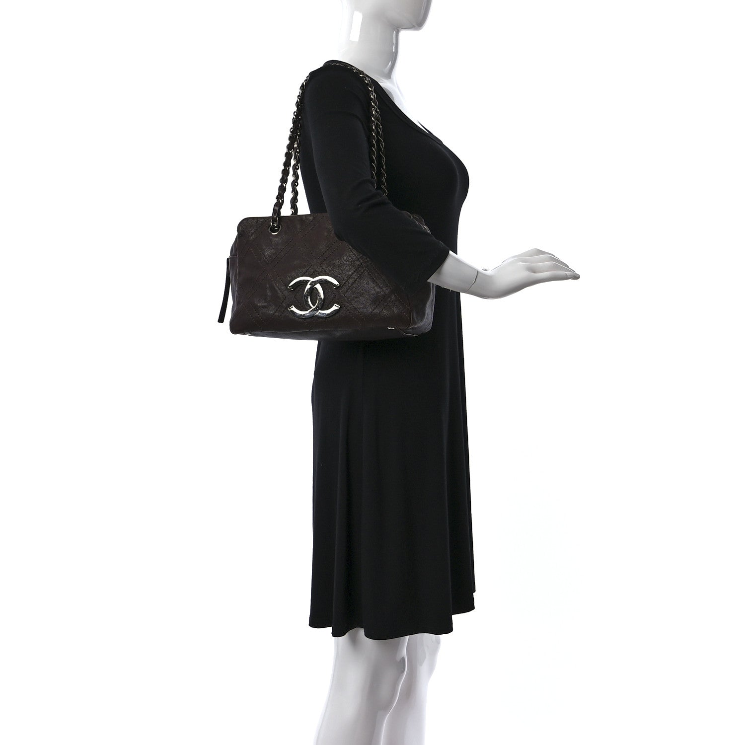 Chanel Calfskin Large Diamond Stitch Tote Brown 2 of 14