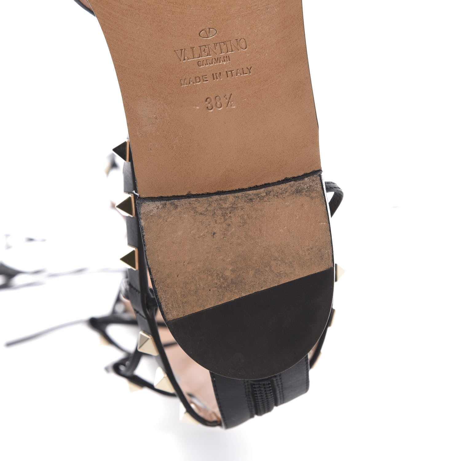 Valentino Garavani Calfskin Rockstud Knee-High Gladiator Sandals 38.5 Black 9 of 11
