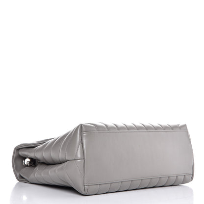 Saint Laurent Calfskin Y Quilted Monogram Medium Loulou Chain Satchel Light Gray 4 of 8