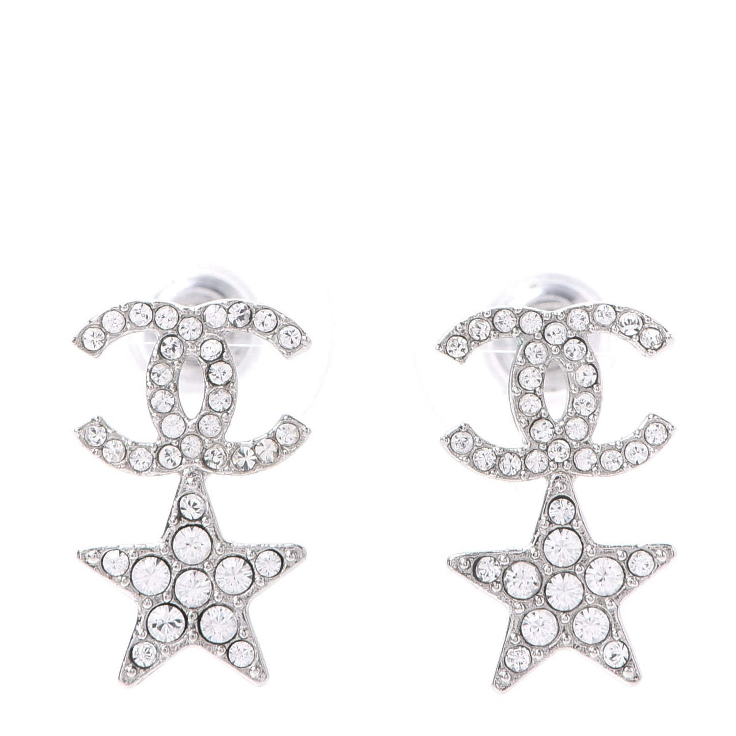 Crystal CC Star Earrings Silver