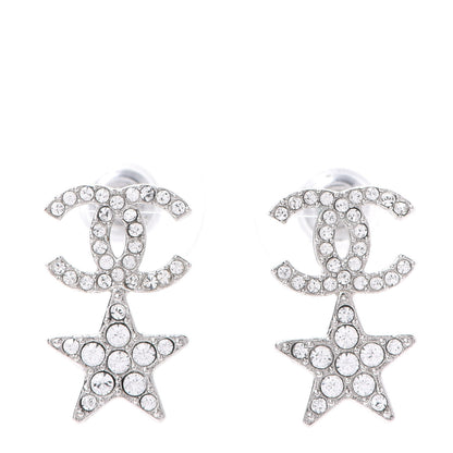 Chanel Crystal CC Star Earrings Silver 1 of 5