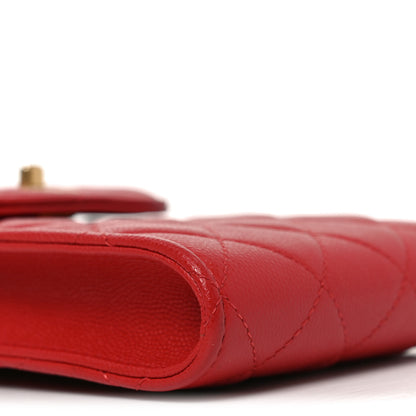 Chanel Caviar Quilted Chain Handle Round Phone Holder Red 10 of 11