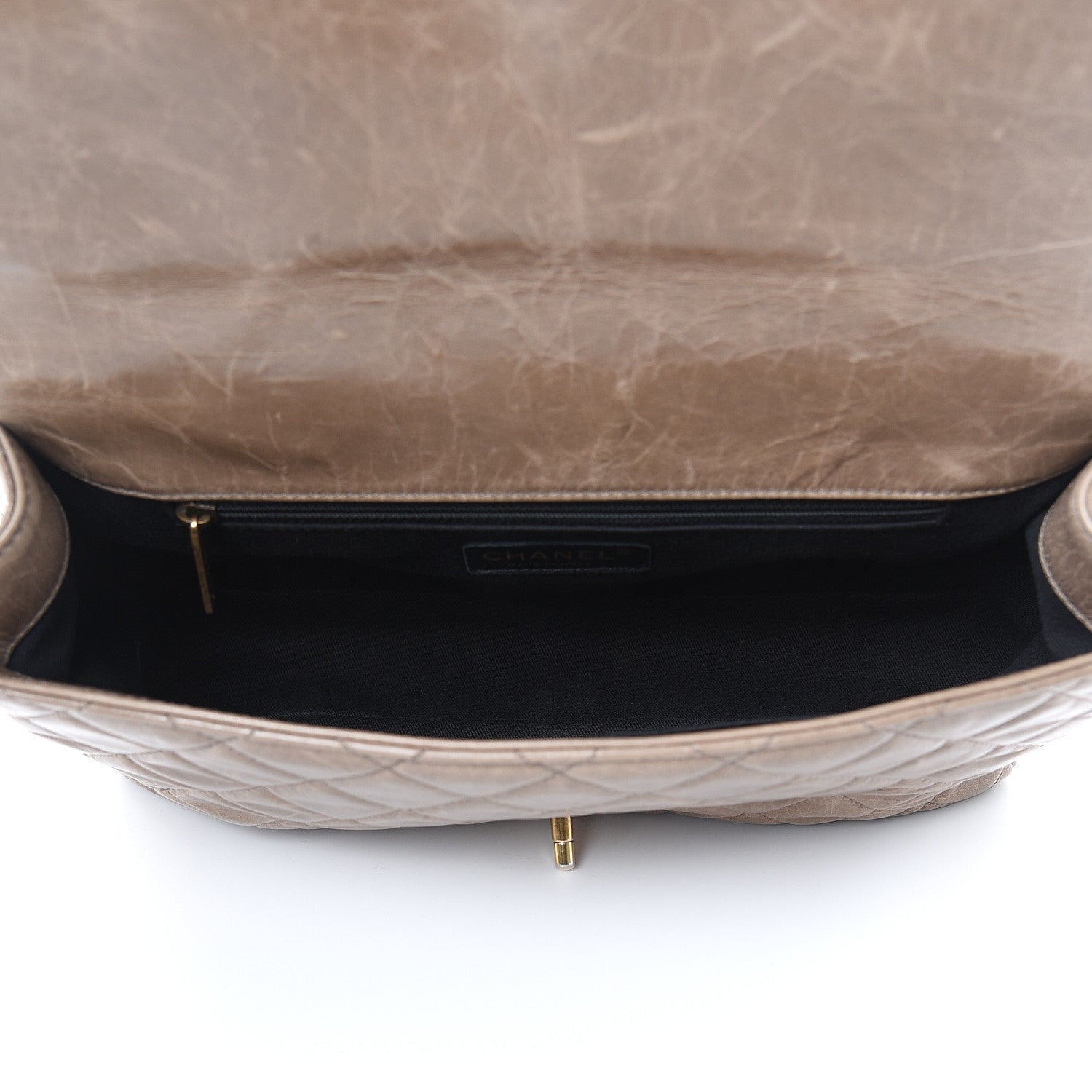 Chanel Glazed Calfskin Castle Rock Medium Flap Dark Beige 6 of 17
