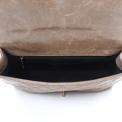 Chanel Glazed Calfskin Castle Rock Medium Flap Dark Beige 6 of 17