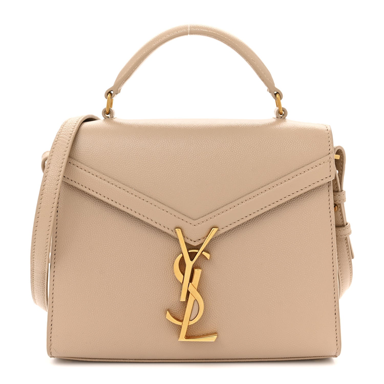 Saint Laurent Grain de Poudre Mini Classic Monogram Cassandra Top Handle Beige 1 of 14