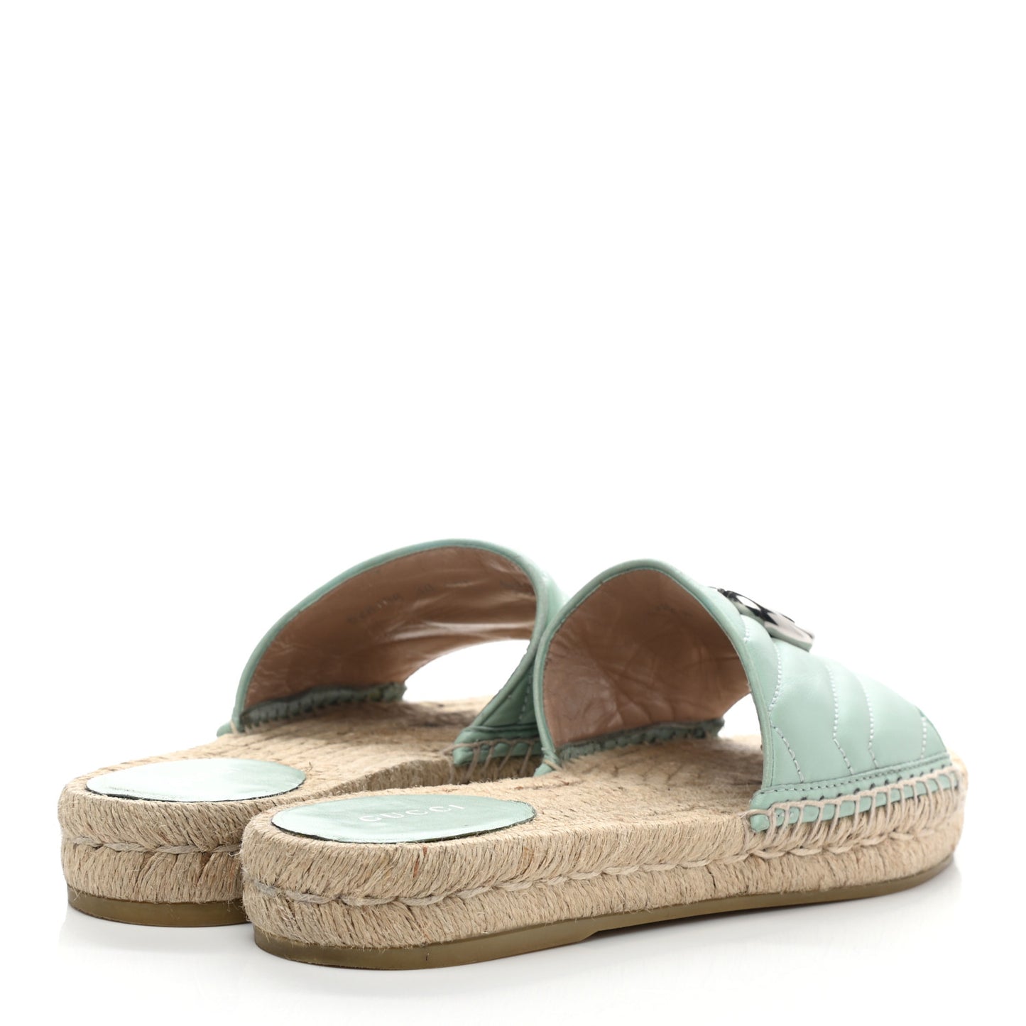 Nappa Matelasse GG Marmont Espadrille Slide Sandals 38 Water Green