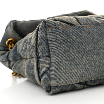 Saint Laurent Denim Quilted Small Loulou Puffer Monogram Chain Satchel Blue Cinnamon 9 of 11