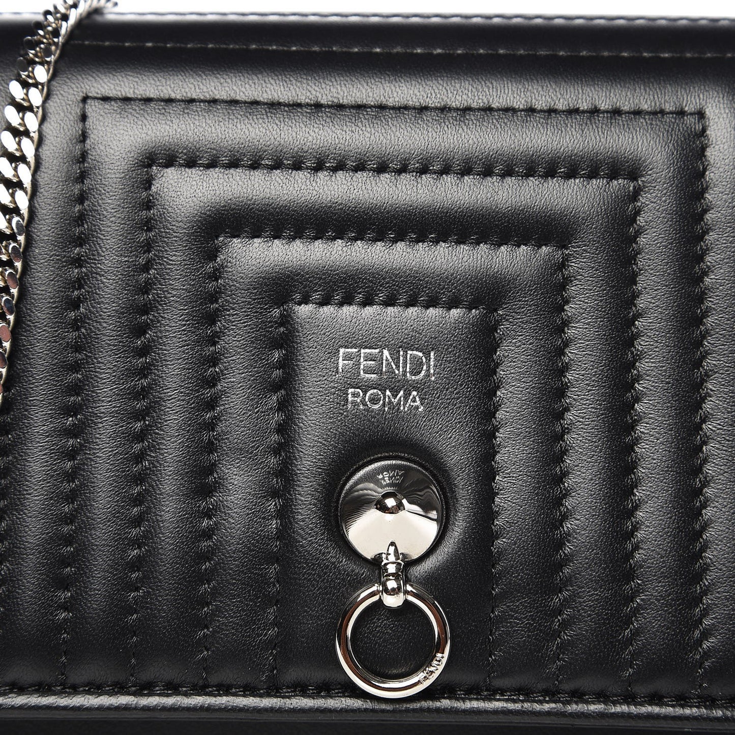 Shiny Nappa Trapuntata Dotcom Tube Wallet On Chain Black