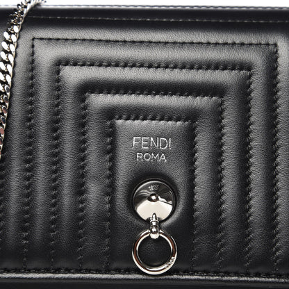 Fendi Shiny Nappa Trapuntata Dotcom Tube Wallet On Chain Black 6 of 6