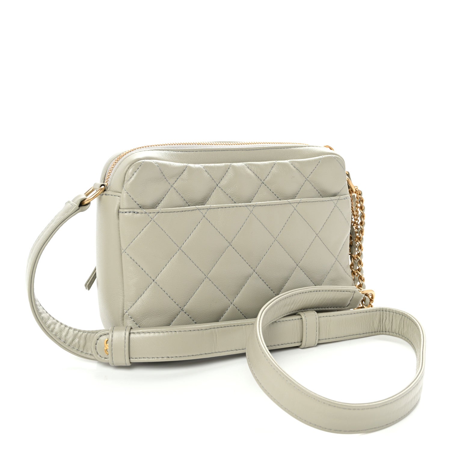 Chanel Calfskin Quilted Small Camera Case Grey 3 of 10