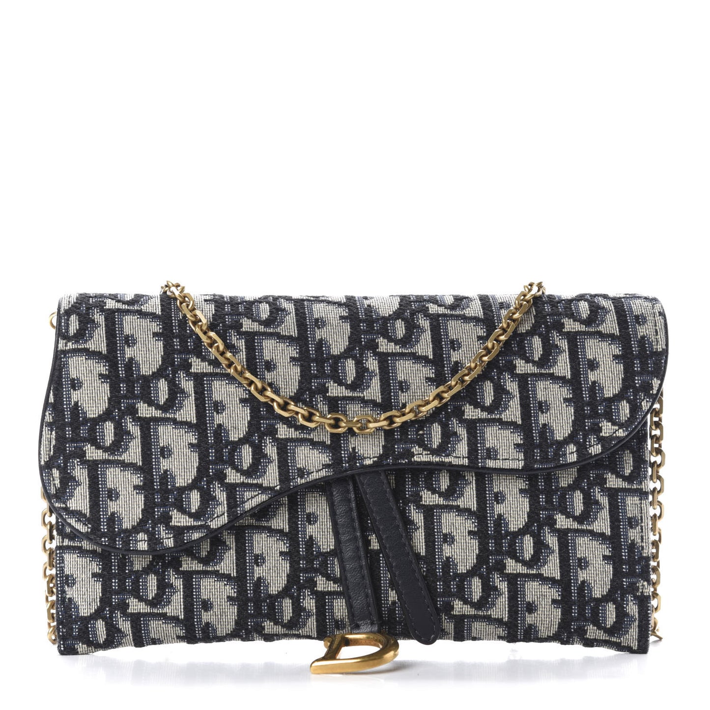 Oblique Saddle Chain Long Wallet Blue