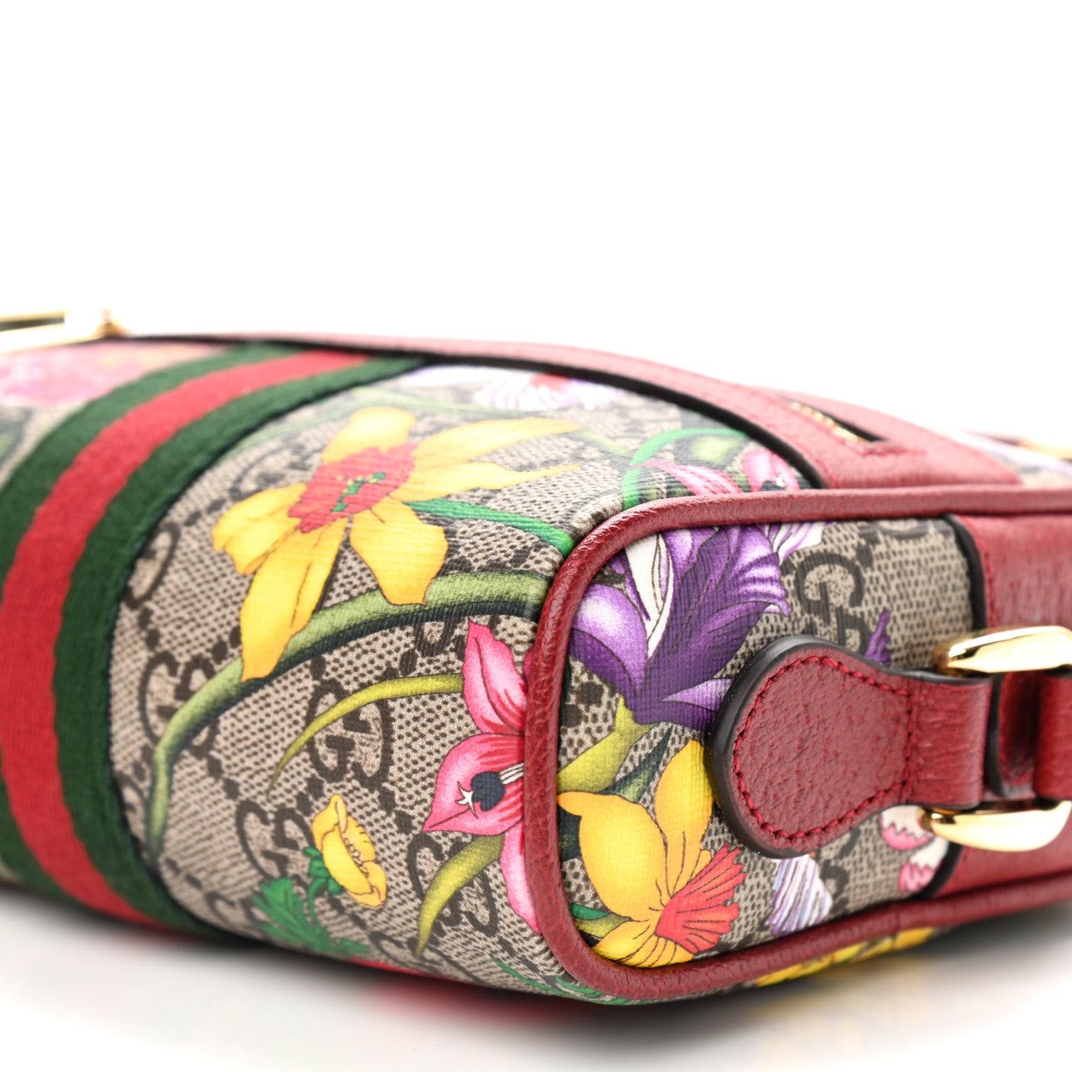 Gucci GG Supreme Monogram Flora Web Mini Ophidia Shoulder Bag Red 9 of 9