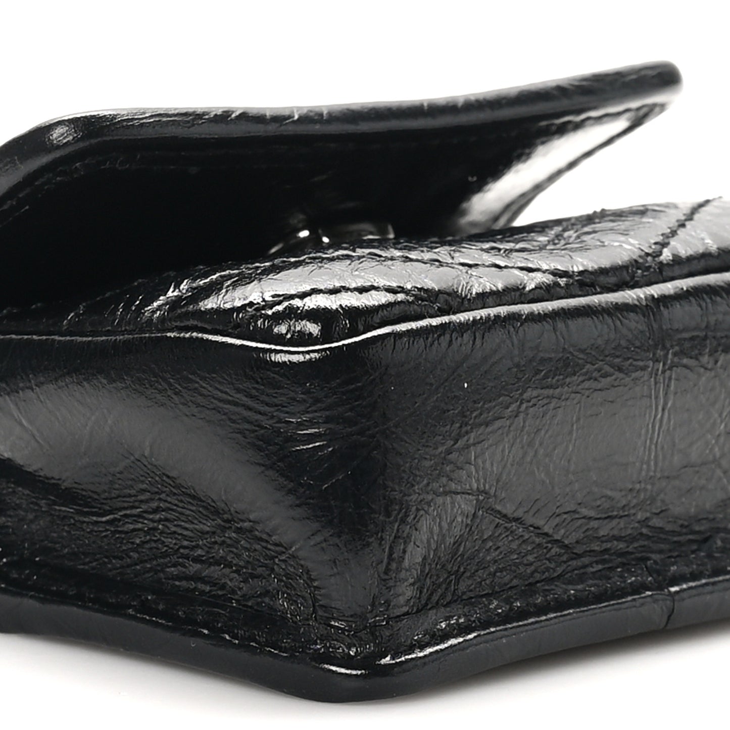 Crinkled Calfskin Matelasse Monogram Niki Airpods Holder Micro Bag Black