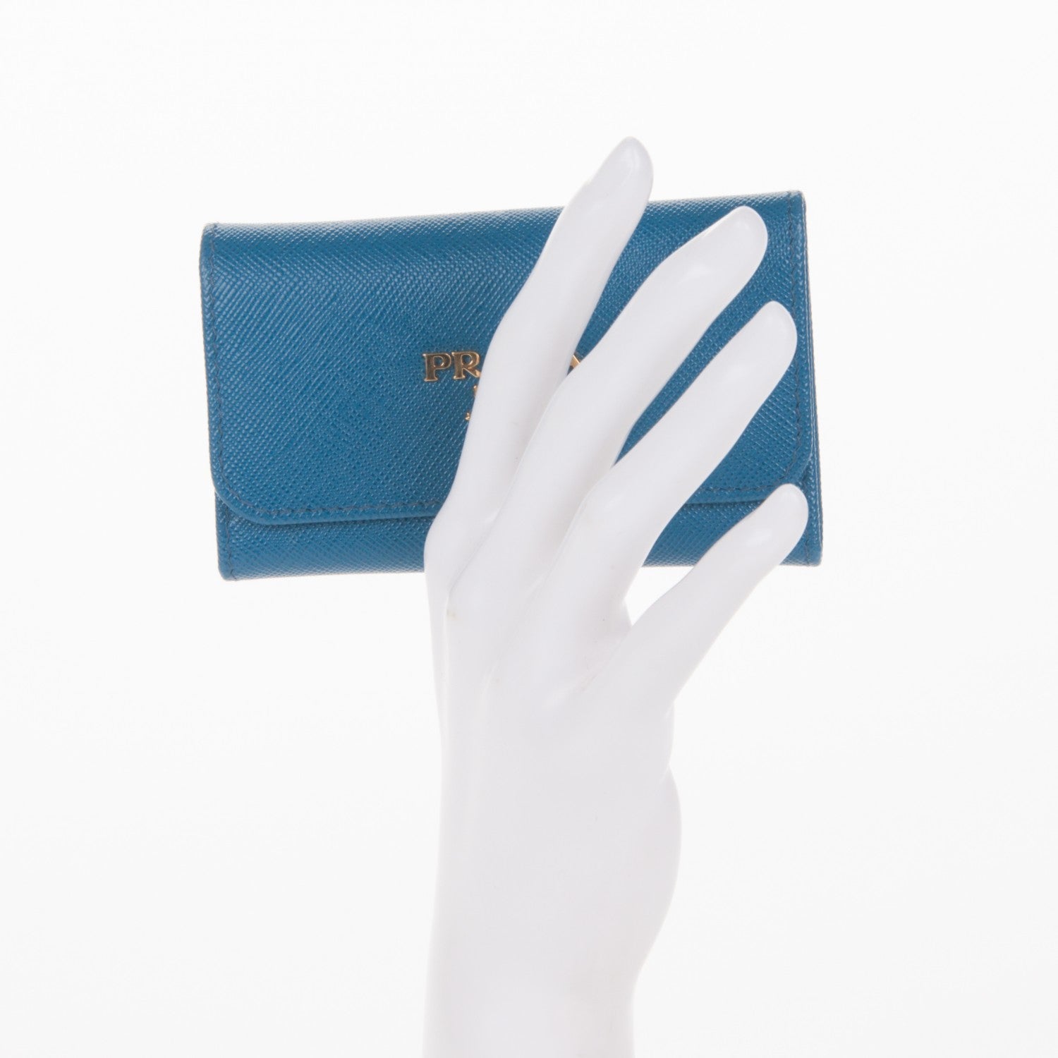 Prada Saffiano Metal 6 Key Holder Cobalto 2 of 7