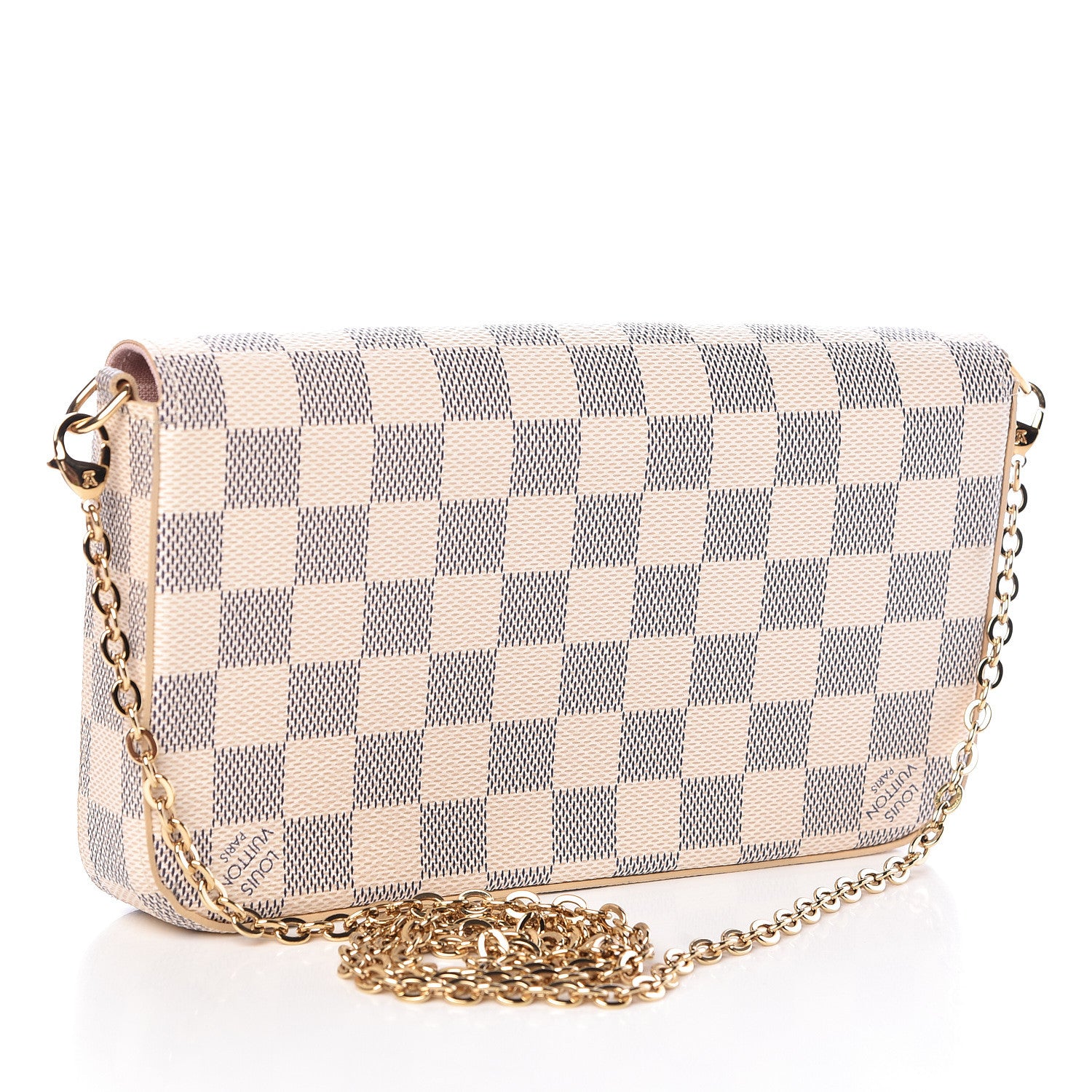 Louis Vuitton Damier Azur Pochette Felicie Chain Wallet Rose Ballerine 4 of 13