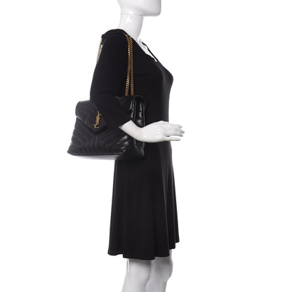 Saint Laurent Calfskin Y Quilted Monogram Medium Loulou Chain Satchel Black 2 of 8