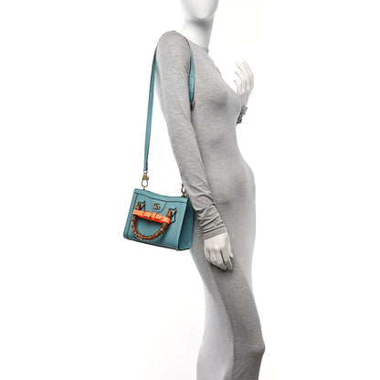 Gucci Wonka Grain Calfskin Mini Diana Tote Bag Dusty Azure Orange Fluo 2 of 14