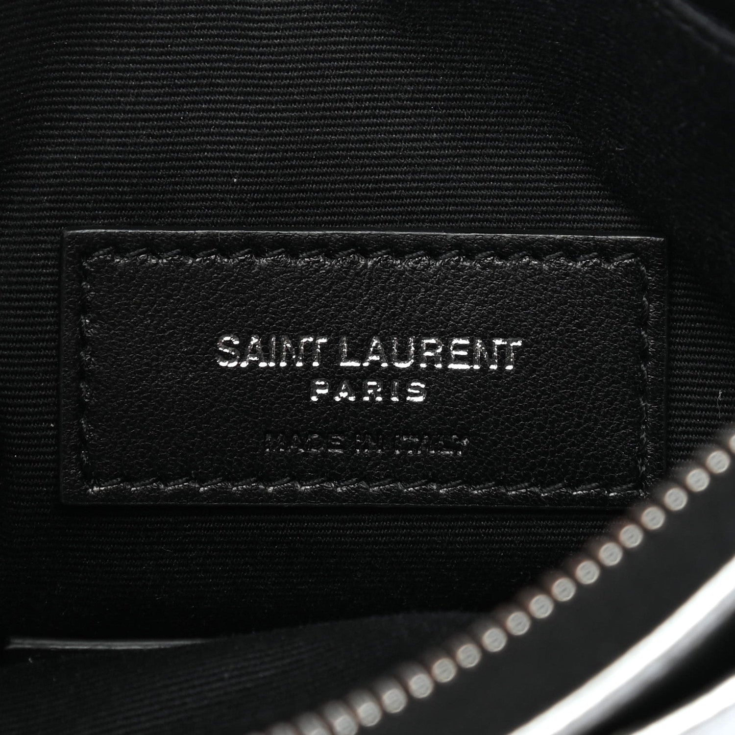 Saint Laurent Metallic Grain De Poudre Matelasse Chevron Monogram Bill Pouch Argento 5 of 6