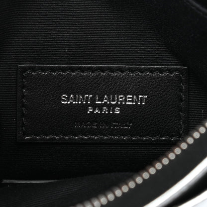 Saint Laurent Metallic Grain De Poudre Matelasse Chevron Monogram Bill Pouch Argento 5 of 6