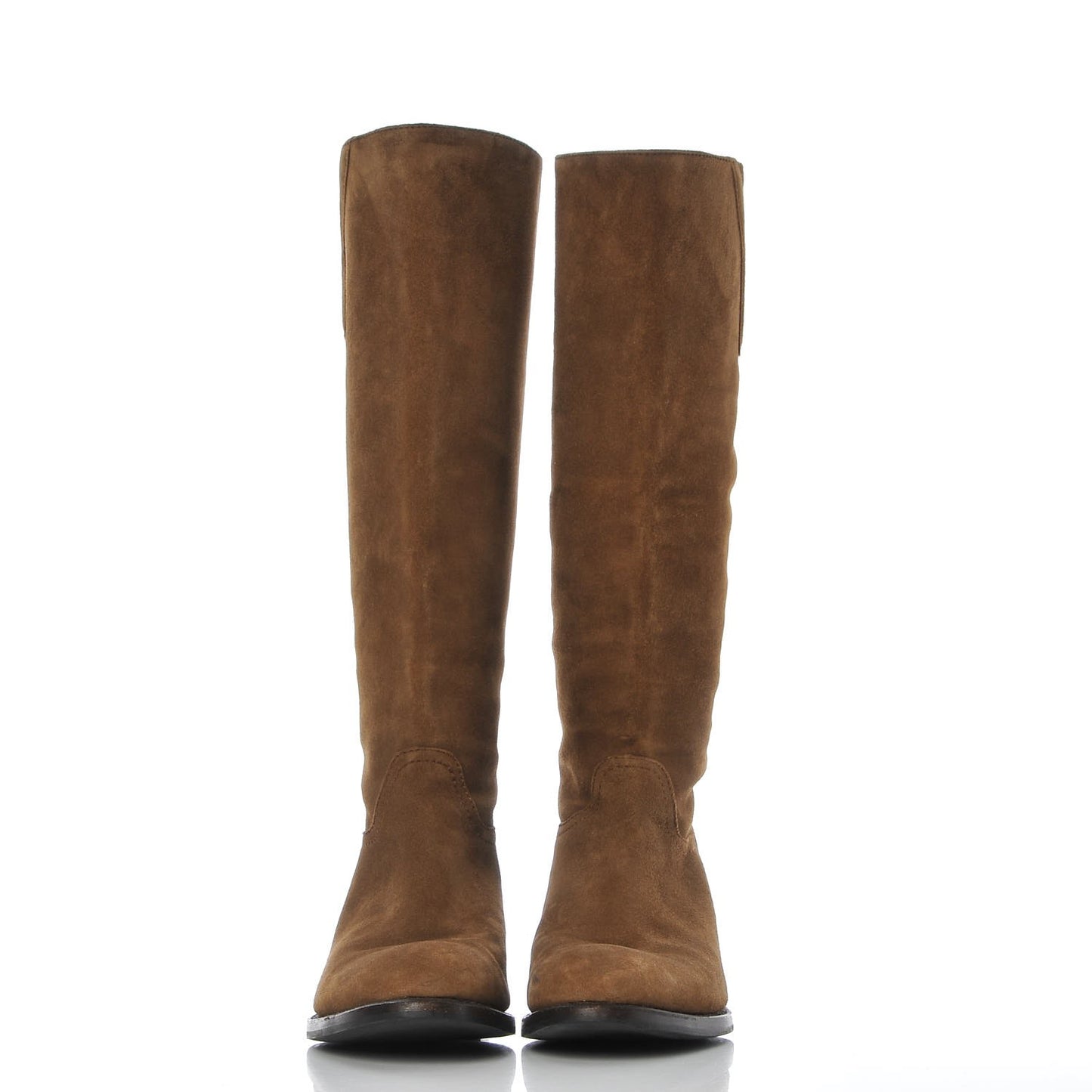 Suede Knee High Boots 36 Beige