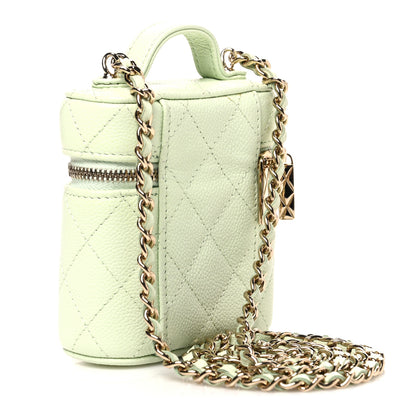 Chanel Caviar Quilted Small Handle With Care Vanity Case With Chain Light Green 3 of 10