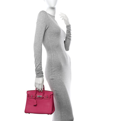 Hermes Chevre Mysore Birkin 25 Rose Shocking 2 of 14